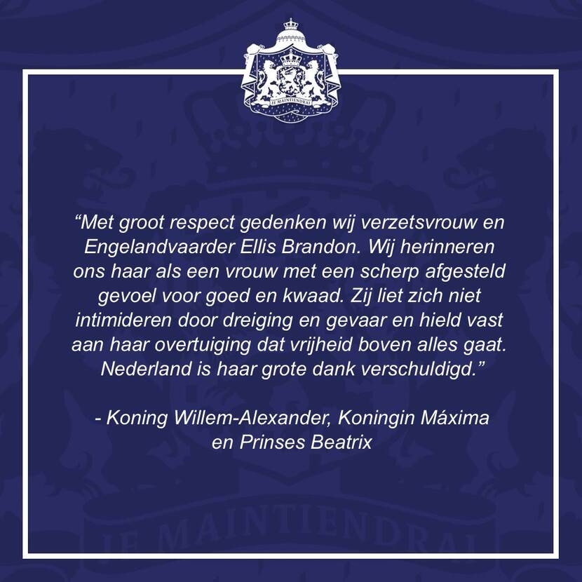 Reactie van Koning Willem-Alexander, Koningin Máxima en Prinses Beatrix op het overlijden van Ellis Brandon