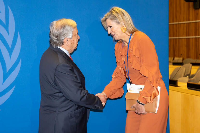 Koningin Máxima UNSGSA en secretaris-generaal Guterres Verenigde Naties