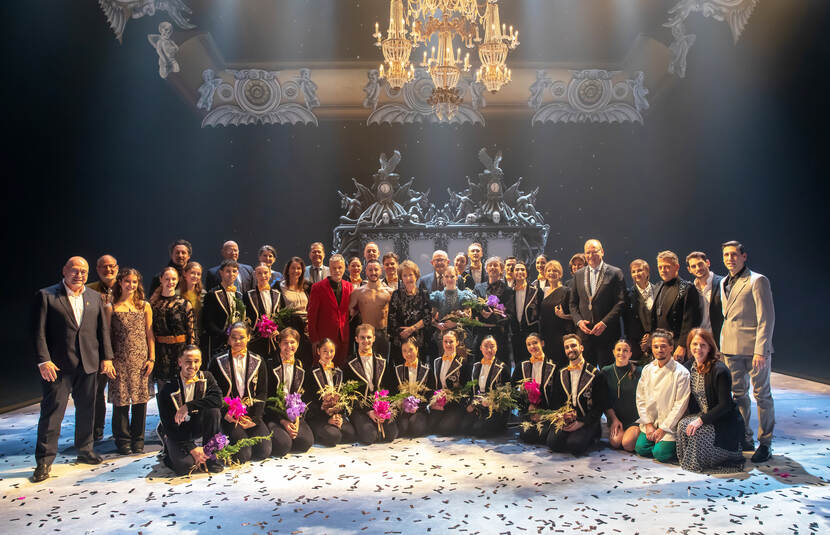 Prinses Margriet en prof. mr. Pieter van Vollenhoven bij première De Notenkraker van Introdans.